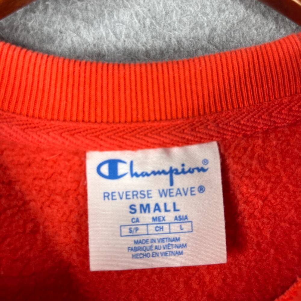 Champion Reverse Weave Sweatshirt Small Bright Orange Casual Logo Mens - Picture 4 of 10
